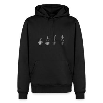 Evolution - Environnement - sarcasme - Nature - Cadeau - Sweat à capuche Premium bio Homme - noir - Devant - Nico (187cm)