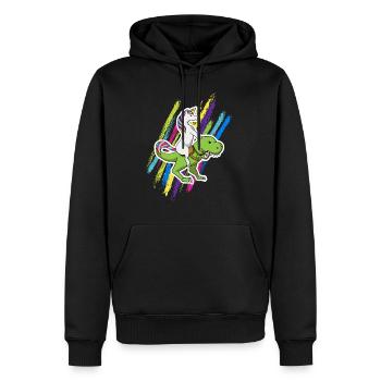 Licorne, dinosaure, licorne, équitation, dino, cadeau - Sweat à capuche Premium bio Homme - noir - Devant - Nico (187cm)