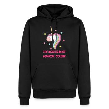 les mondes cousine plus magique - Sweat à capuche Premium bio Homme - noir - Devant - Nico (187cm)