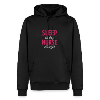 Nurse All Night gift for Night Shift Nurses - Men’s Premium Organic Hoodie - black - Front - Nico (187cm)