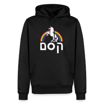Magical Rainbow In Hebrew Word With Unicorn Jewish - Men’s Premium Organic Hoodie - black - Front - Nico (187cm)