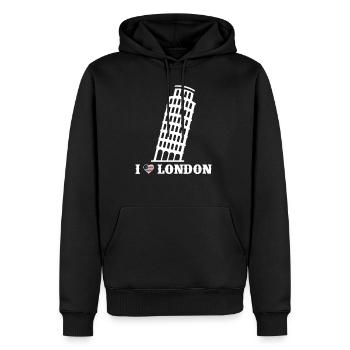 Ich liebe London Tower von Pisa Funny Prankster Witz - Männer Premium Bio Hoodie - Schwarz - Vorne - Nico (187cm)
