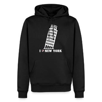 Ich liebe New York Tower von Pisa Pun Prankster Witz - Männer Premium Bio Hoodie - Schwarz - Vorne - Nico (187cm)