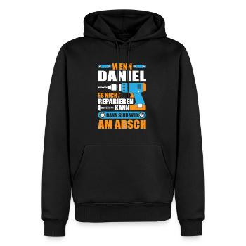 Daniel Name Geschenk Reparatur reparieren - Männer Premium Bio Hoodie - Schwarz - Vorne - Nico (187cm)