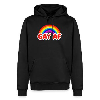 Gay AF Funny drapeau gai arc-en-couleurs LGBTQ - Sweat à capuche Premium bio Homme - noir - Devant - Nico (187cm)