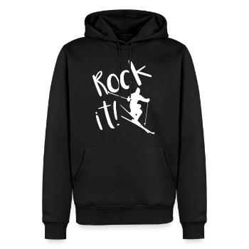 Ski, skieur, ski, vacances de ski - Sweat à capuche Premium bio Homme - noir - Devant - Nico (187cm)