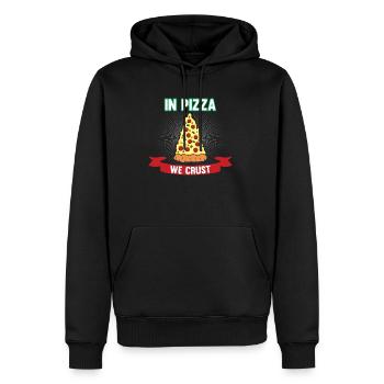 In Pizza we crust Fast Food Pizza - Männer Premium Bio Hoodie - Schwarz - Vorne - Nico (187cm)