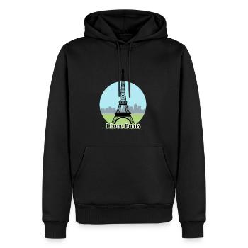 J'adore Paris - Sweat à capuche Premium bio Homme - noir - Devant - Nico (187cm)