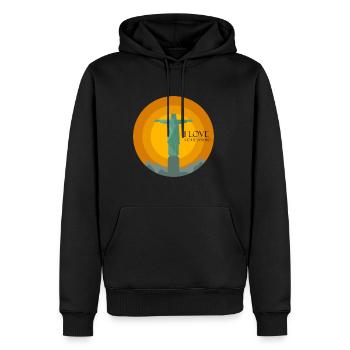 I love Rio de Janeiro - Männer Premium Bio Hoodie - Schwarz - Vorne - Nico (187cm)