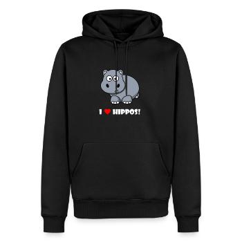J'AIME HIPPOS # 1 - Sweat à capuche Premium bio Homme - noir - Devant - Nico (187cm)