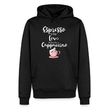Lustiger Kaffee-Espresso-Cappuccino-Liebhaber-Entwurf - Männer Premium Bio Hoodie - Schwarz - Vorne - Nico (187cm)