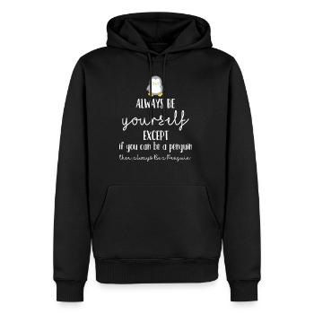 Penguin - Drôle - Cool - toujours - Cadeau - Sweat à capuche Premium bio Homme - noir - Devant - Nico (187cm)