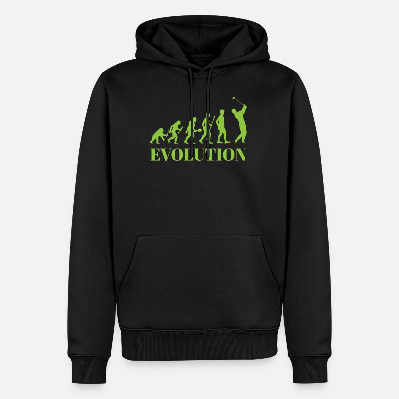 Evolution - Golf - Lustig - Fun - Geschenk - Männer Premium Bio Hoodie - Schwarz