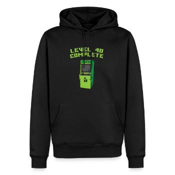 Niveau 40 complet - Sweat à capuche Premium bio Homme - noir - Devant - Nico (187cm)
