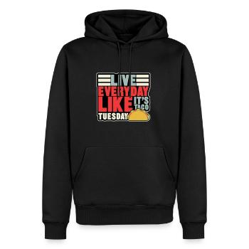 live everyday - Männer Premium Bio Hoodie - Schwarz - Vorne - Nico (187cm)