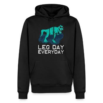 Journée des jambes T-Rex dinosaure - Sweat à capuche Premium bio Homme - noir - Devant - Nico (187cm)