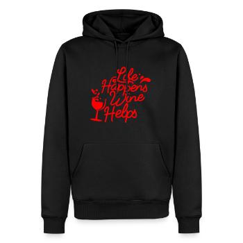 Lifehappens vin aide - rouge - Sweat à capuche Premium bio Homme - noir - Devant - Nico (187cm)