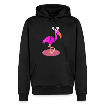 Flamant rose avec des oreilles de lapin de Pâques - Sweat à capuche Premium bio Homme - noir - Devant - Nico (187cm)