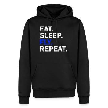 Eat Sleep Fly Répéter - Sweat à capuche Premium bio Homme - noir - Devant - Nico (187cm)