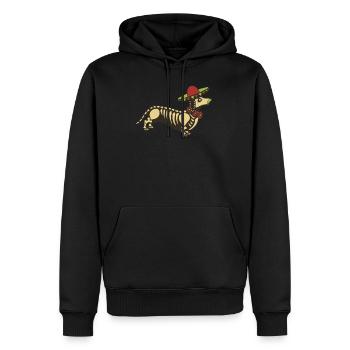 Wiener Hund Sugar Skull Sombrero Schnurrbart Mexikaner - Männer Premium Bio Hoodie - Schwarz - Vorne - Nico (187cm)