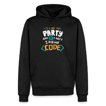 Ich mag Party und nach Party meine ich Code - Männer Premium Bio Hoodie - Schwarz - Vorne - Nico (187cm)
