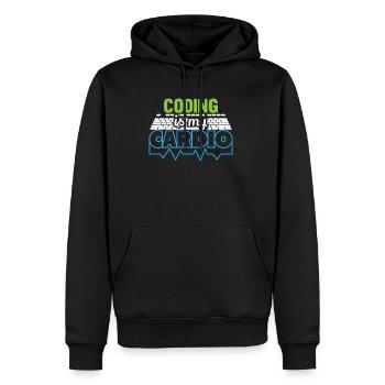 PROGRAMMERS Coding est mon développeur Cardio Funny - Sweat à capuche Premium bio Homme - noir - Devant - Nico (187cm)
