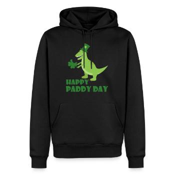 Jour de trèfle shamrock de Saint Patrick Dino Trex T-shirt - Sweat à capuche Premium bio Homme - noir - Devant - Nico (187cm)