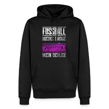 Osnabrück Mein Dealer - Fußball meine Droge - Männer Premium Bio Hoodie - Schwarz - Vorne - Nico (187cm)