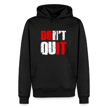 Do not quit - Ne pas abandonner - Sweat à capuche Premium bio Homme - noir - Devant - Nico (187cm)