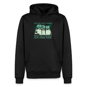 Second Hand Vegetarier - Männer Premium Bio Hoodie - Schwarz - Vorne - Nico (187cm)