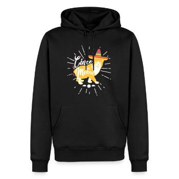 Cinco le Miaou - Sweat à capuche Premium bio Homme - noir - Devant - Nico (187cm)