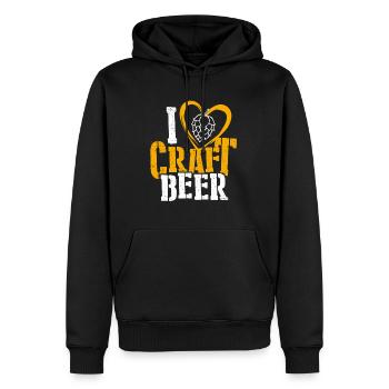 Love Craft Beer - Cadeau de houblon de bière artisanale - Sweat à capuche Premium bio Homme - noir - Devant - Nico (187cm)