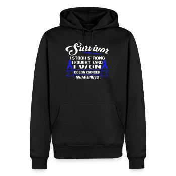 Survivor Colon Cancer Awareness T-shirt - Sweat à capuche Premium bio Homme - noir - Devant - Nico (187cm)