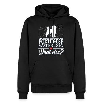 Chien d'eau portugais quoi d'autre? - Sweat à capuche Premium bio Homme - noir - Devant - Nico (187cm)