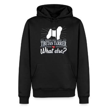 Terrier tibétain quoi d'autre? Terrier tibétain - Sweat à capuche Premium bio Homme - noir - Devant - Nico (187cm)