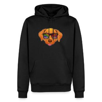 Cool chien avec caricature d'été de lunettes de soleil - Sweat à capuche Premium bio Homme - noir - Devant - Nico (187cm)