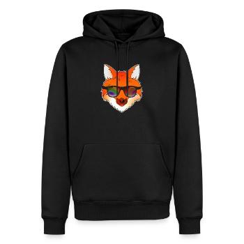 Cooler Fuchs mit Sonnenbrille Sommer Comic - Männer Premium Bio Hoodie - Schwarz - Vorne - Nico (187cm)