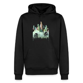 Arbres rétro cadeau art arbre forêt nature - Sweat à capuche Premium bio Homme - noir - Devant - Nico (187cm)