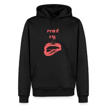 Lippen - Sexy - Kuss - Geschenk - Männer Premium Bio Hoodie - Schwarz - Vorne - Nico (187cm)