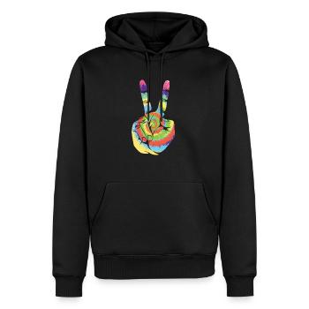 Peace Zeichen shirt Geschenk Friede Symbol - Männer Premium Bio Hoodie - Schwarz - Vorne - Nico (187cm)