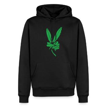 Peace Zeichen shirt Geschenk Friede Symbol Hanf - Männer Premium Bio Hoodie - Schwarz - Vorne - Nico (187cm)