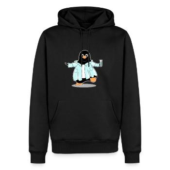 Penguin comic scientist chimie biologie - Sweat à capuche Premium bio Homme - noir - Devant - Nico (187cm)