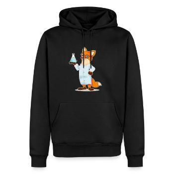 Fuchs comic Wissenschaftler Chemie Biologie - Männer Premium Bio Hoodie - Schwarz - Vorne - Nico (187cm)