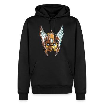 Cat with helmet - Men’s Premium Organic Hoodie - black - Front - Nico (187cm)
