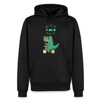Strample oder sterbe - T-Rex Fahrrad - Männer Premium Bio Hoodie - Schwarz - Vorne - Nico (187cm)
