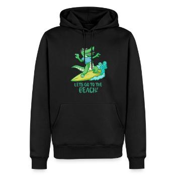 CROCKSURF - Allons à la plage! - Sweat à capuche Premium bio Homme - noir - Devant - Nico (187cm)