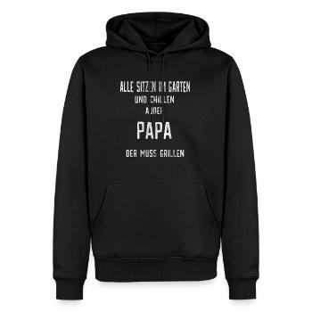 Grillmeister Papa - Männer Premium Bio Hoodie - Schwarz - Vorne - Nico (187cm)