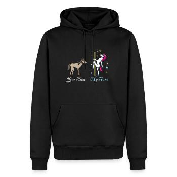 Licorne cheval votre tante mon cadeau de tante - Sweat à capuche Premium bio Homme - noir - Devant - Nico (187cm)