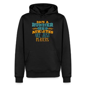 I date runners T-Shirt - Männer Premium Bio Hoodie - Schwarz - Vorne - Nico (187cm)