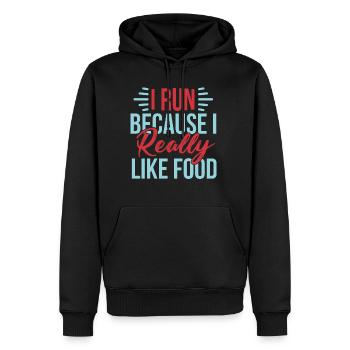 Je cours parce que j'aime vraiment le T-shirt de nourriture - Sweat à capuche Premium bio Homme - noir - Devant - Nico (187cm)